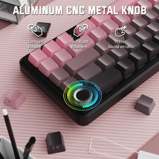 Бездротова механічна клавіатура ATTACK SHARK X66 (60% ANSI Layout), Hot-Swap, WIRED+2.4G+BT5.0, Blackbery - изображение 5