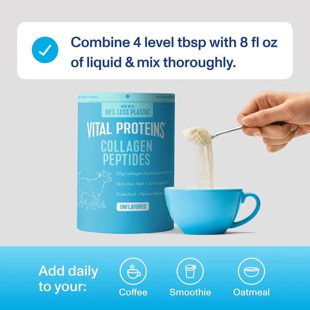 Vital Proteins Collagen peptides 680 г Пептиды коллагена, без вкусовых добавок Для здоровья кожи, волос, ногтей и суставов - изображение 3