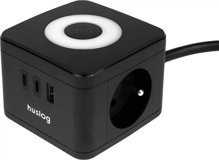 Подовжувач Huslog HUS1001 Cube Extension Cord with LED Black (OWN000063) - зображення 3