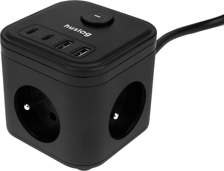 Подовжувач Huslog HUS1003 Cube Extension Cord with USB Black (OWN000066) - зображення 7