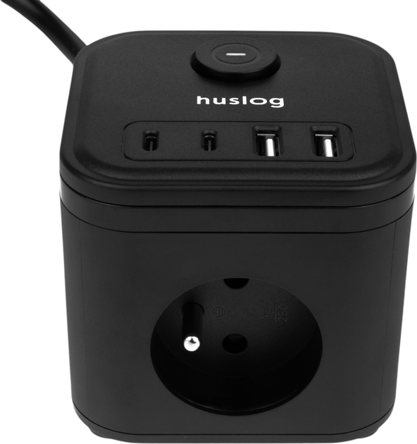 Подовжувач Huslog HUS1003 Cube Extension Cord with USB Black (OWN000066) - зображення 9