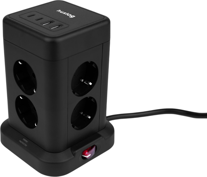 Подовжувач Huslog HUS1004 Vertical Extension Cord with USB Black (OWN000064) - зображення 6