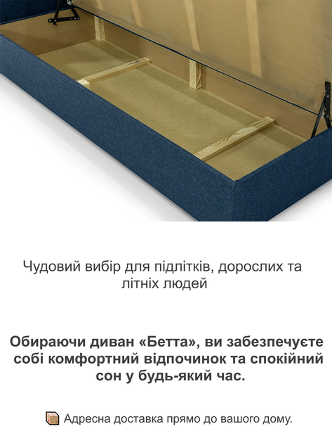 Диван-кровать Бета 198×80 см, синий - изображение 4