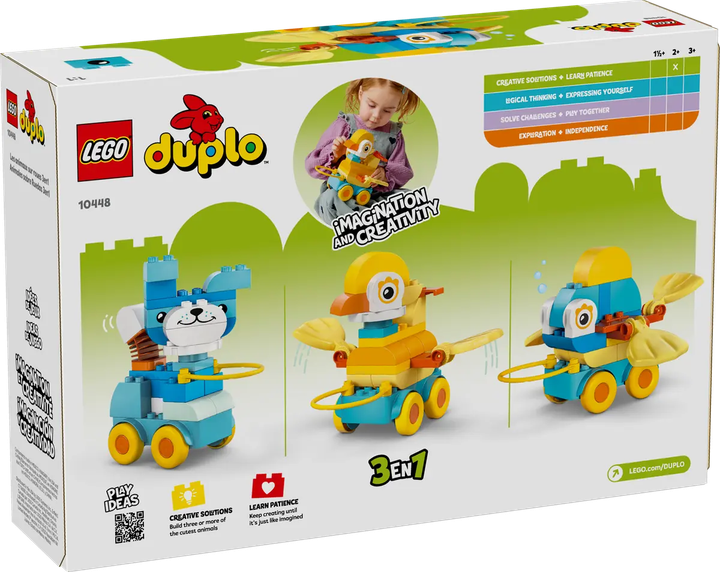 Zestaw klocków LEGO Duplo Zwierzątka na kółkach 3w1 58 elementów (10448) - obraz 6