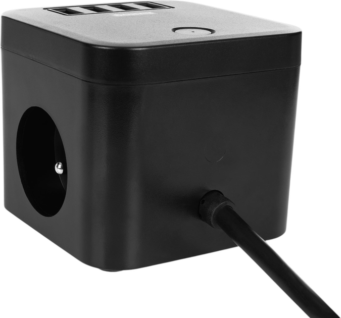 Подовжувач Huslog EMX-190224 extension cord with 3 sockets 1.5 m Black (BIE002967) - зображення 2
