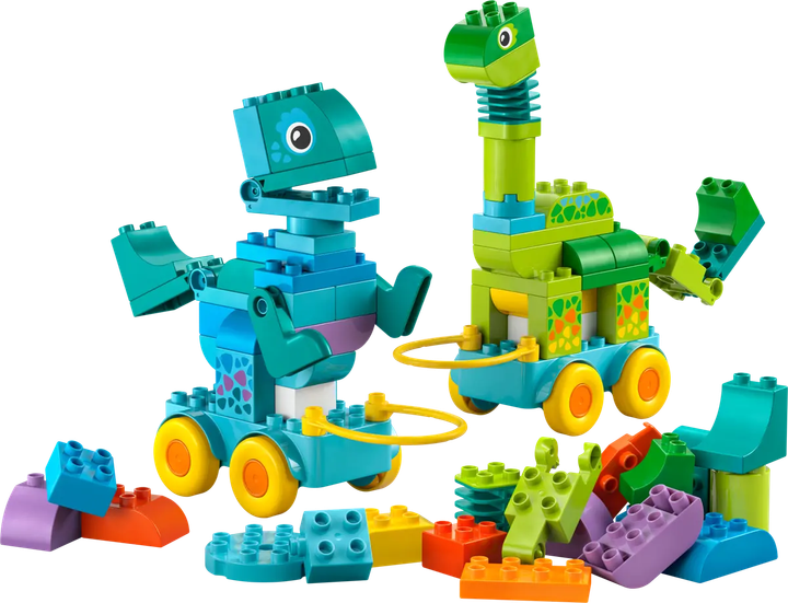 Zestaw klocków LEGO Duplo Dinozaury na kółkach 3w1 108 elementów (10451) - obraz 2