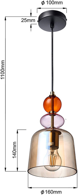 Підвісний світильник Light Prestige Tropea 1xE27 Amber (LP-2004/1P S AM) - зображення 5