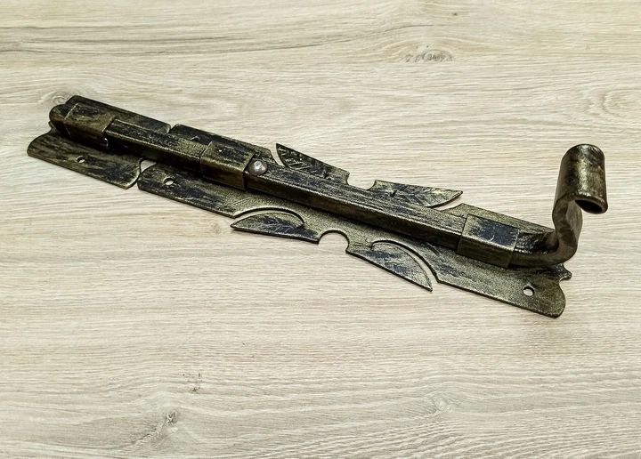 Засув для воріт кований квадратний 300мм (Античне золото) - зображення 4