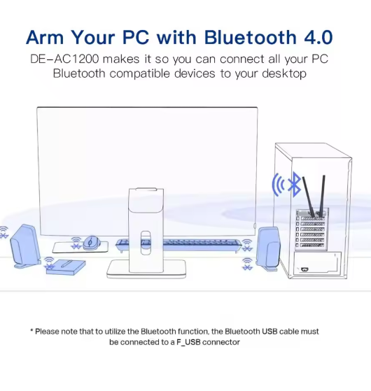 Беспроводная WiFi+BT-карта Derapid AC1200 Мбіт/с PCIE-адаптер дводіапазонний 2,4/5 ГГц 802.11 - изображение 2