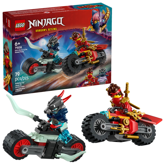 Klocki konstrukcyjne LEGO Ninjago Wyścig motocyklowy Kaia 79 elementów (71838) - obraz 2