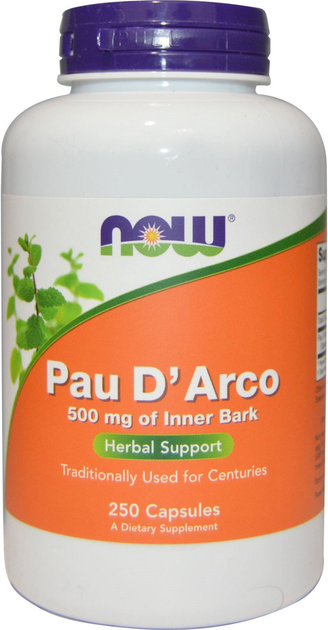 Suplement diety Now Foods Pau D`Arco Ekstrakt z kory drzewa mrówkowego 500 mg x 250 kapsułek (733739047267) - obraz 1