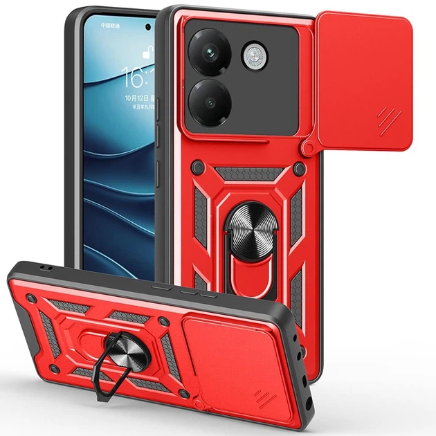 Чехол Fiji Camera Defence для Poco M7 Pro 5G бампер с защитой камеры и подставкой Red - Фото 1 Чехол Fiji Camera Defence для Poco M7 Pro 5G бампер с защитой камеры и подставкой Red - изображение 1