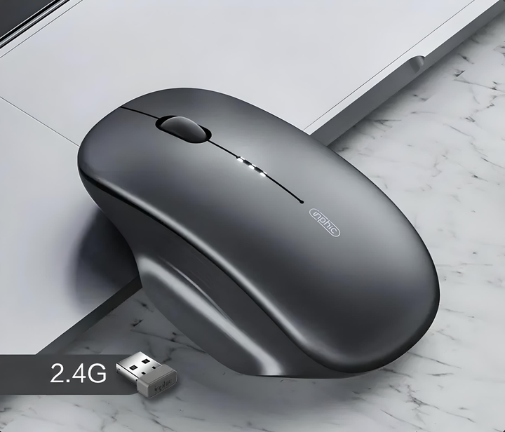 Миша бездротова INPHIC M1 з підключенням USB 2.4ГГц, акумулятором, 2400 DPI, сірий - зображення 2