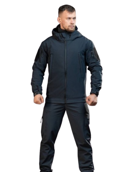 Военный демисезонный костюм куртка брюки и флисовая кофта Softshell ДСНС ВТ4733 размер L Синий (KL1385) - изображение 2