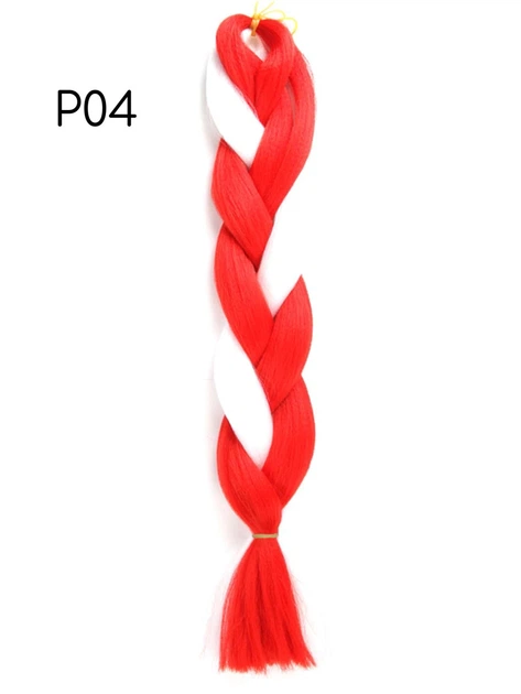 Канекалон мультиколір Jumbo Braid Р04 коса60см кольори: червоний, білий - Фото 1 Канекалон мультиколір Jumbo Braid Р04 коса60см кольори: червоний, білий - зображення 1