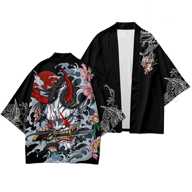 Плащ Хаори Накидка в японском стиле Ёкай Они Yokai Oni H N YO 01 - Фото 1 Плащ Хаори Накидка в японском стиле Ёкай Они Yokai Oni H N YO 01 - изображение 1