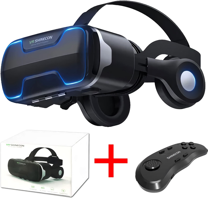 Окуляри-шолом віртуальної реальності Shinecon VR SC-G02ED + Джойстик Shinecon SC-B01 (SC-G02ED+SC-B01) - зображення 1