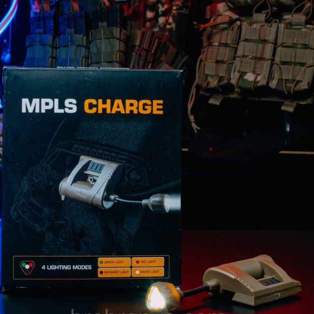Тактичний ліхтарик MPLS Charge з кріпленням на військовий шолом каску + батарейка акумулятор CR123A з TYPE-C койот - зображення 3