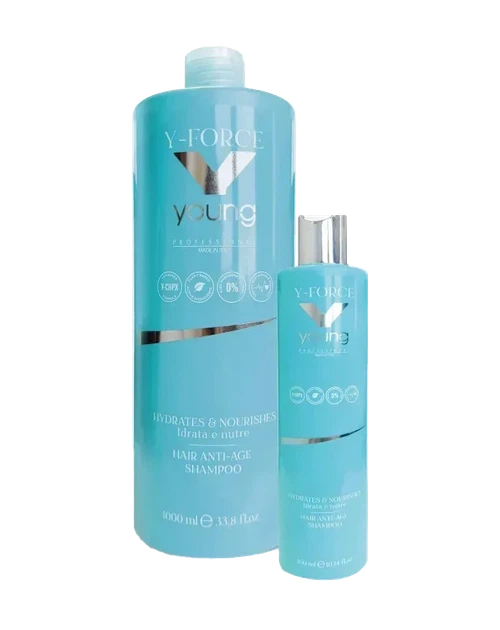 Безсульфатный шампунь для питания и увлажнения волос Young Y-Force Anti-Age Shampoo 300 мл - Фото 1 Безсульфатный шампунь для питания и увлажнения волос Young Y-Force Anti-Age Shampoo 300 мл - изображение 1