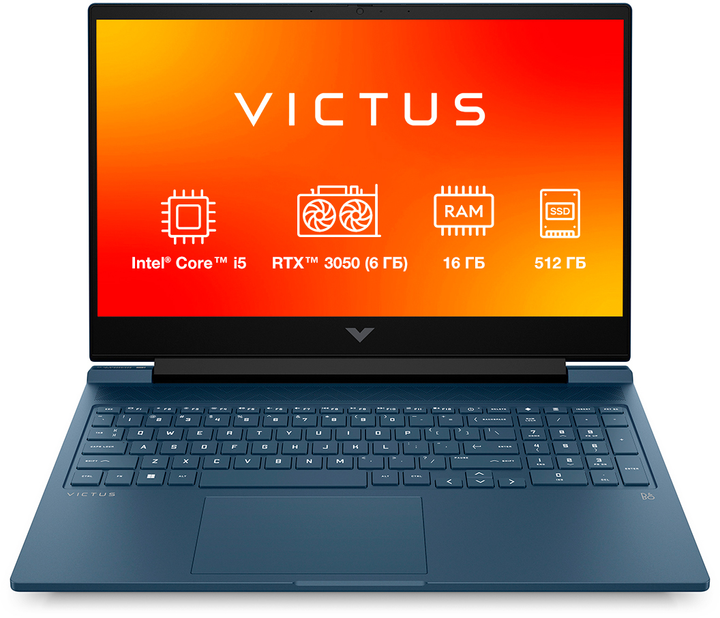 Ноутбук HP Victus Gaming Laptop 15-fa2710ua (BF1H5EA) Performance Blue / 15.6" IPS Full HD 144 Гц / Intel Core i5-13420H / RAM 16 ГБ / SSD 512 ГБ / nVidia GeForce RTX 3050, 6 ГБ + Комплект дротовий Marvo CM409 USB Black у подарунок! - зображення 2