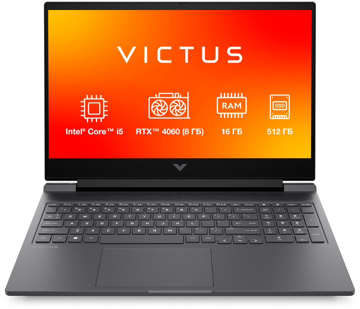 Ноутбук HP Victus Gaming Laptop 15-fa1031ua (BM0P8EA) Mica Silver / 15.6" IPS / Intel Core i5-12500H / RAM 16 ГБ / SSD 512 ГБ / RTX 4060, 8 ГБ - зображення 2
