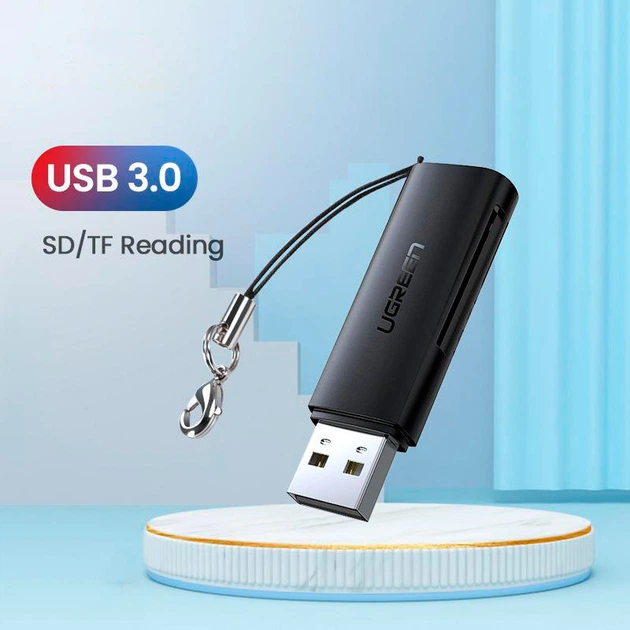 Кардрідер USB 3.0 TF/SD Ugreen 60722 c підтримкою карт до 512Гб (Чорний) - Фото 8 Кардрідер USB 3.0 TF/SD Ugreen 60722 c підтримкою карт до 512Гб (Чорний) - зображення 8