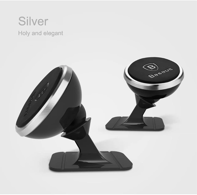 Магнітний тримач для смартфона Baseus Car and Desk Holder Magnetic 360 Rotation (Сріблястий) - Фото 5 Магнітний тримач для смартфона Baseus Car and Desk Holder Magnetic 360 Rotation (Сріблястий) - зображення 5