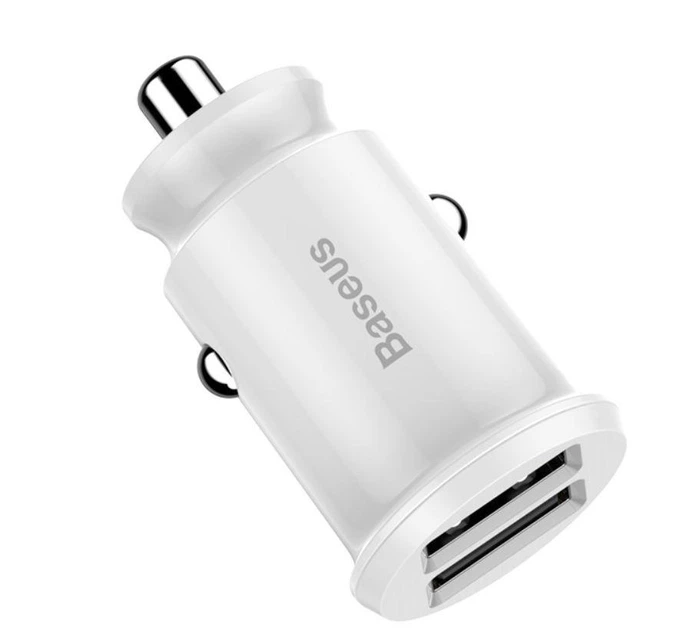 Автомобільний зарядний пристрій BASEUS С8-K Grain Mini Smart Car Charger 3.1 A (Білий, два USB-порта) - изображение 5