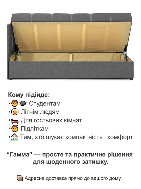 Диван-кровать Гамма 198×80 см, серый - изображение 4