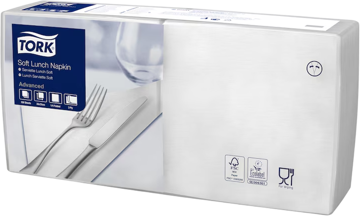 Zestaw papierowych serwetek Tork białe 10 opakowań x 150 szt (ZES7322540672930) - obraz 1