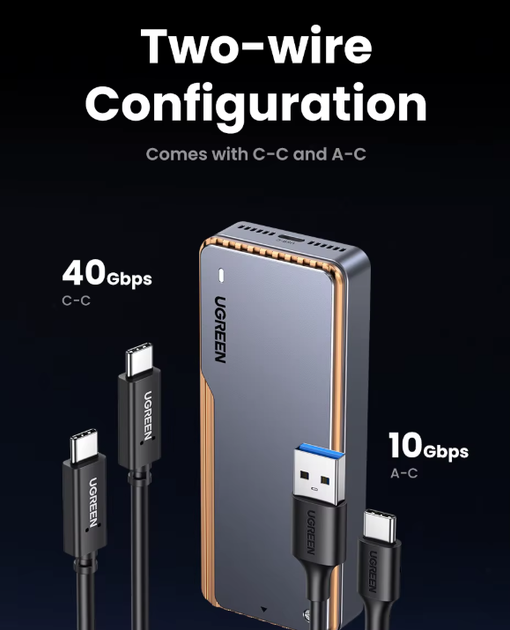 Зовнішня кишеня UGREEN CM642 40 Gbps M.2 NVMe SSD to USB4 SSD Case - Фото 3 Зовнішня кишеня UGREEN CM642 40 Gbps M.2 NVMe SSD to USB4 SSD Case - зображення 3