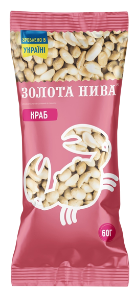 Арахис жареный со вкусом краба «Золотая Нива», 60г - Фото 1 Арахис жареный со вкусом краба «Золотая Нива», 60г - изображение 1