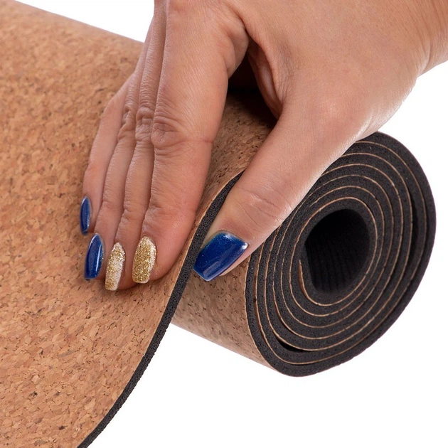 Килимок для йоги корковий каучуковий Yoga mat Record Коричневий FI-7156-2 - Фото 2 Килимок для йоги корковий каучуковий Yoga mat Record Коричневий FI-7156-2 - зображення 2