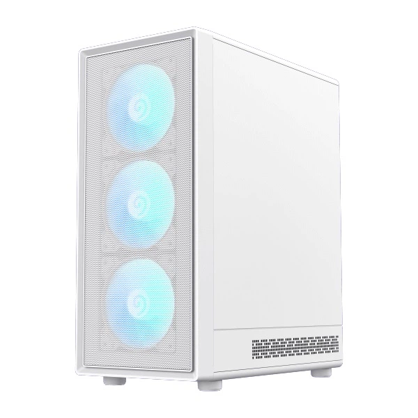 Корпус GameMax Storm 2 aw, White, без бп, Midi Tower, atx / Micro atx / Mini-ITX, 1xType-C / 1xUSB 3.0 / 1xUSB 2.0, макс. cpu - 155 мм / vga - 330 мм, 6x120 мм Blue led, боковая панель из закаленного стекла, хаб Fan x6 - изображение 3