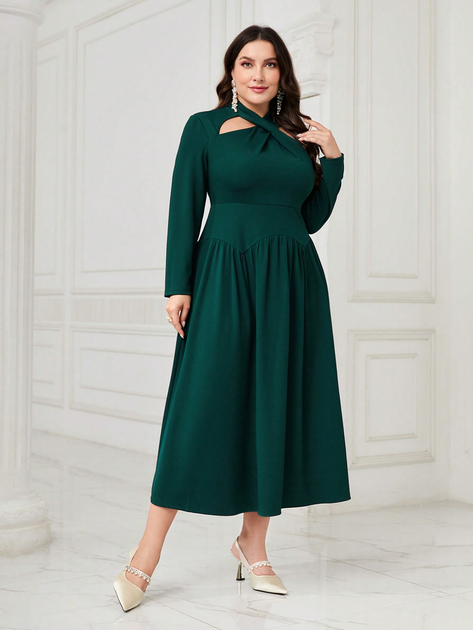 Акція на Сукня вечірня довга жіноча SHEIN GD-00166131 2XL Темно-зелена від Rozetka