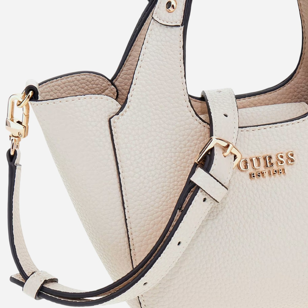 Zestaw (torebka + kosmetyczka) damski Guess Helina HWBG9640750-BON Mleczny - obraz 6