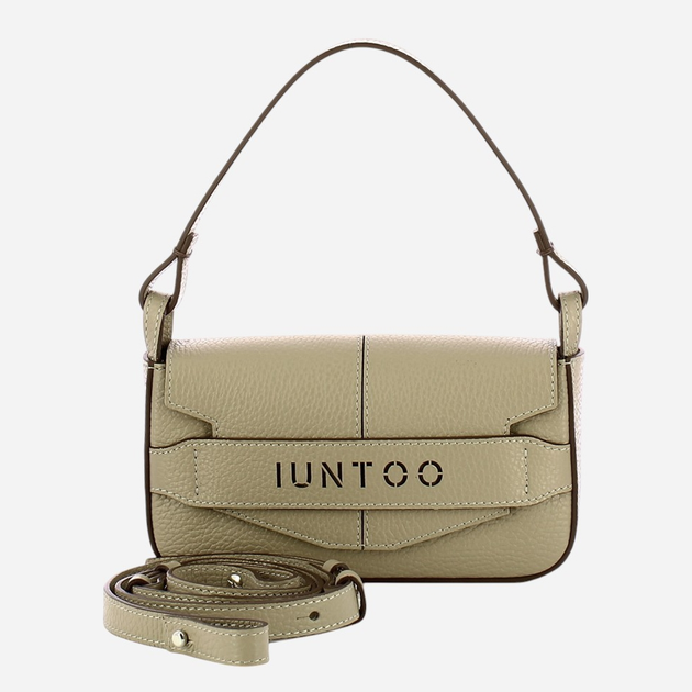 Сумка багет сідло жіноча з натуральної шкіри маленька IUNTOO Silvia 186003-CAPPUCCINO-C05 Капучино (800070340440) - зображення 1