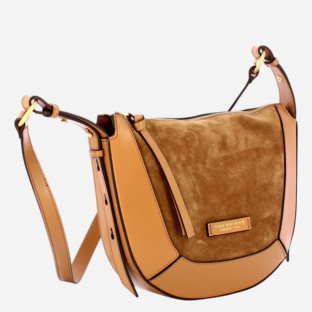 Torebka crossbody damska zamszowa The Bridge Fedora 043205CU-38 Beżowa - obraz 3