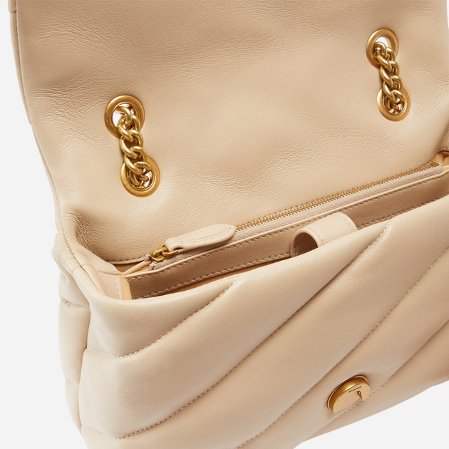 Torebka crossbody damska skórzana Pinko Love Puff 100038A0F2-C50Q Beżowa - obraz 3