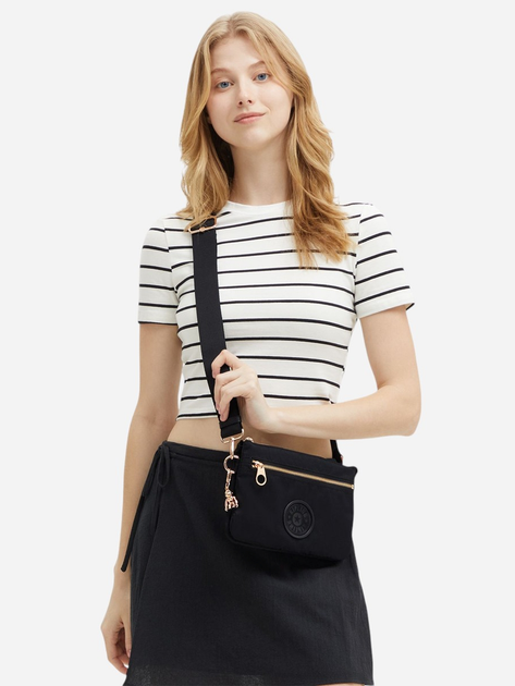 Torebka crossbody damska materiałowa Kipling Riri KPKI330262Q1001 Czarna - obraz 2