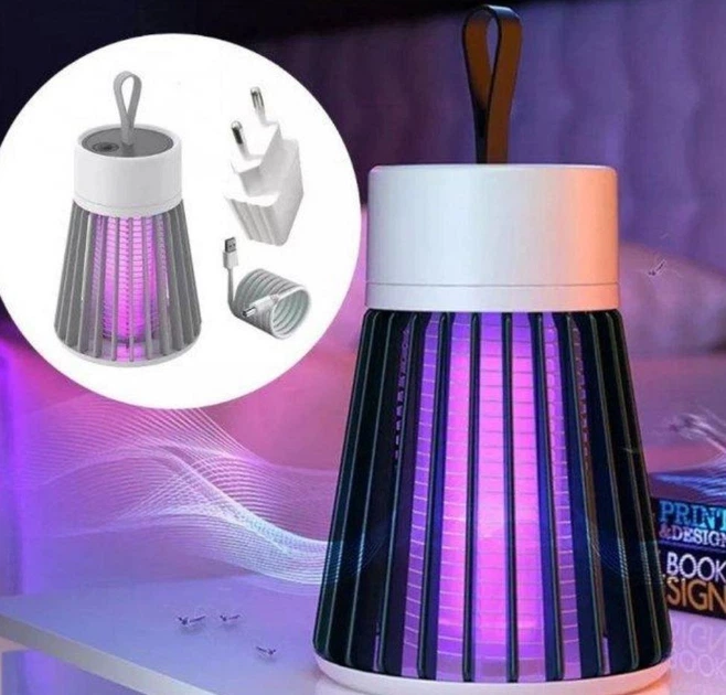 Лампа пастка від комарів USB Electric Shock Антимоскітна лампочка від мух комах 12 х 8 см - зображення 2