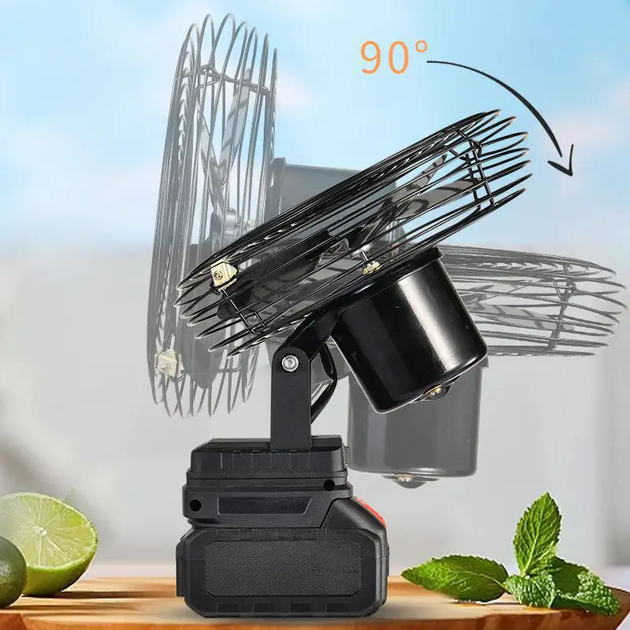 Вентилятор портативный Аккумуляторный (VAP-8) 8", 2 аккум. 21V/5Ah, автооборот USB-выходами для подзарядки смартфонов 20 см - Фото 3 Вентилятор портативный Аккумуляторный (VAP-8) 8", 2 аккум. 21V/5Ah, автооборот USB-выходами для подзарядки смартфонов 20 см - изображение 3
