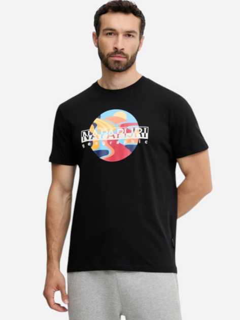 Koszulka męska bawełniana Napapijri S-Valdor SS NP0A4IE69411 2XL Czarna (198265104257) - obraz 1