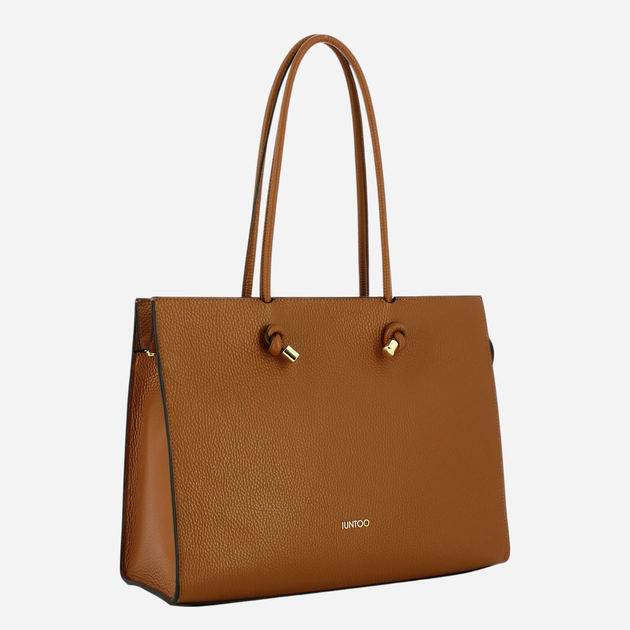 Torebka shopper damska skórzana IUNTOO Armonia 168115-033 Brązowa - obraz 3