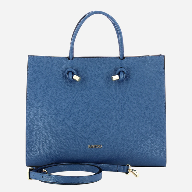 Torebka shopper damska skórzana IUNTOO Armonia 168116-007 Niebieska - obraz 3