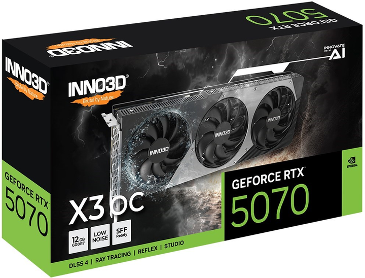 Відеокарта INNO3D PCI-Ex GeForce RTX 5070 X3 OC 12GB GDDR7 (192bit) (2542/28000) (HDMI, 3 x DisplayPort) (N50703-12D7X-195064L) - зображення 2