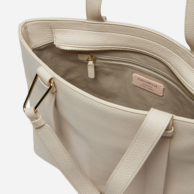 Torebka shopper damska skórzana Coccinelle Malory E1R1K110201-N26 Kremowa - obraz 4