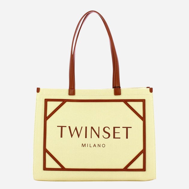 Torebka shopper damska materiałowa Twinset Matera 251TB7081-12186 Beżowa - obraz 4