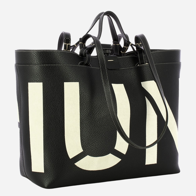 Torebka shopper damska skórzana IUNTOO Sibilla 181102-NERO-C28+PANNA Czarna - obraz 3