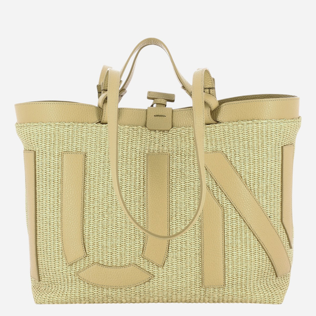 Torebka shopper damska duża IUNTOO Sibilla 181202-NATURALE+CAMMELLO-C81 Beżowa - obraz 1